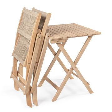 Javea Modern Coastal 3-Piece Acacia Wood Outdoor Folding Bistro Set - JONATHAN Y